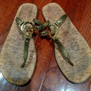 Michael Kors bronze flip flops